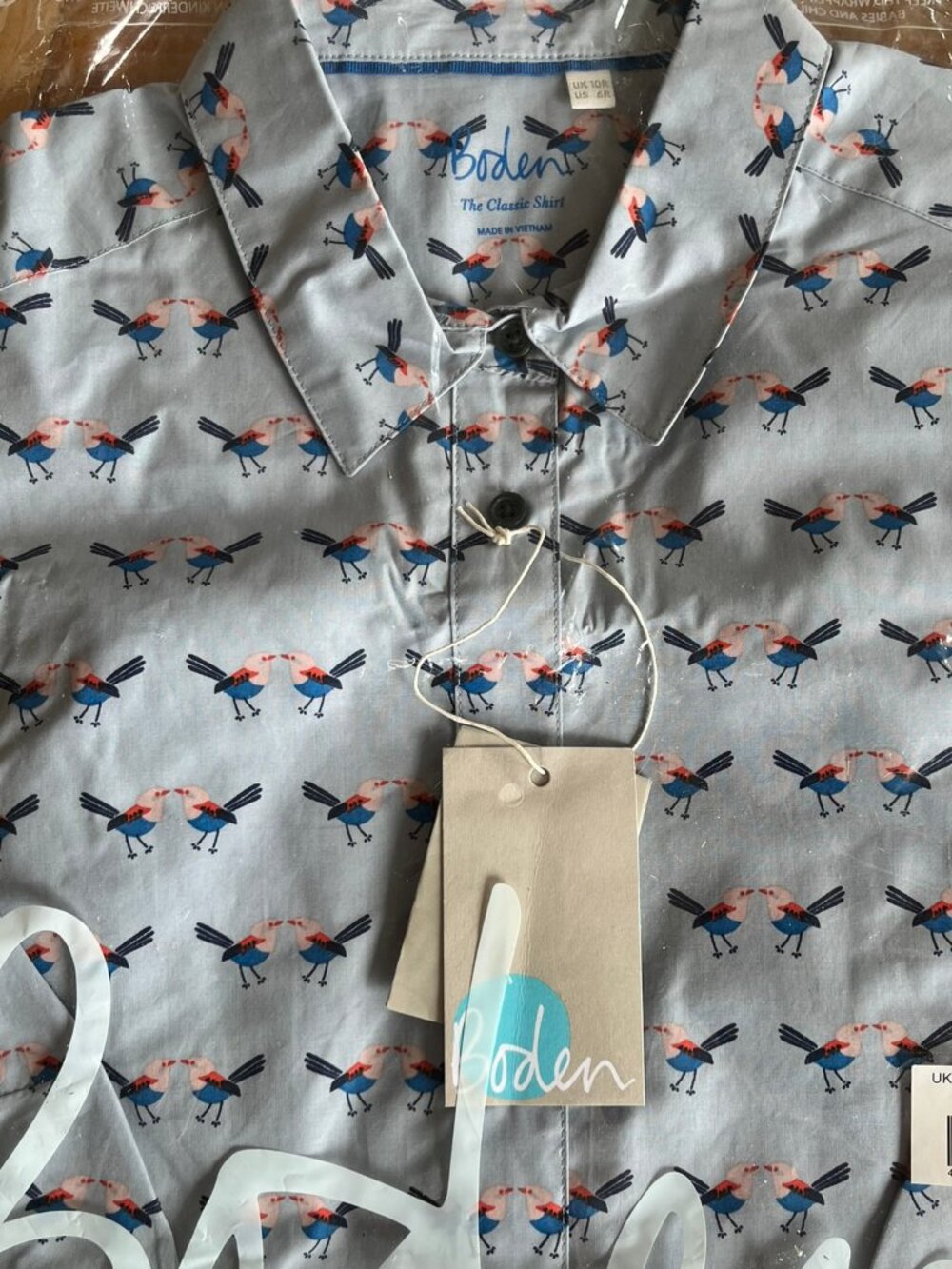 NWT Boden Women's Birds Button Up Shirt Preppy Whimsy Novelty Size US 6